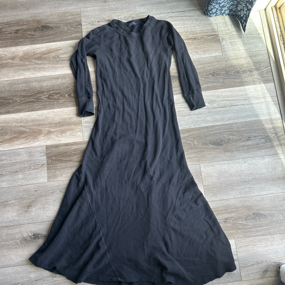 Polo Ralph Lauren  Navy Blue  Long Sleeve Dress waffle knit fit and flare